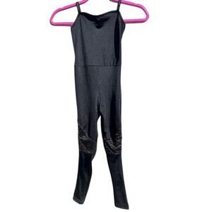 Weissmans dance black bodysuit unitard base adjustable shoulder straps size IC